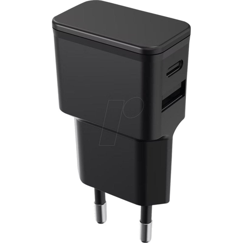 Cargador USB fontastic 2 Puertos 12W USB-A/USB-C Negro