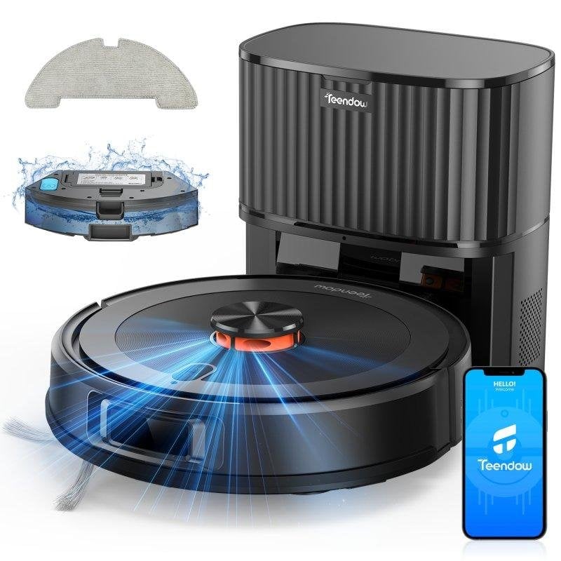 Robot Aspirapolvere Teendow D10S MAX con Autovaciado Navigazione LDS 3000 Pa Controllo Vocale