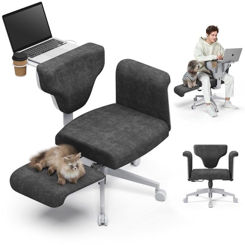 Silla Ergonómica Newtral Freedom-x-fb Gris Oscuro con Reposabrazos y Bandeja Portátil