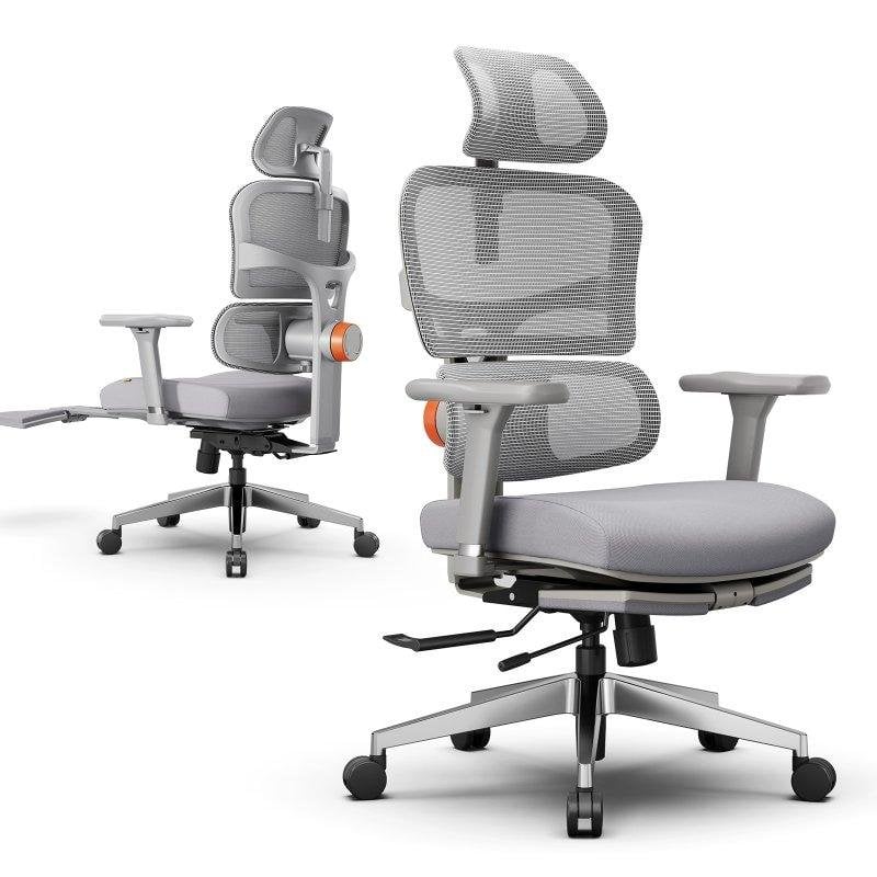 Silla Ergonómica Newtral NT002 Soporte Lumbar Reposapiés Reposabrazos 4D Gris