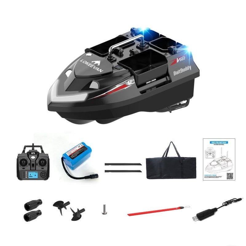 Barco Cebador Lokeevan V802 Pro GPS BeiDou 4 Compartimentos 500 m Negro