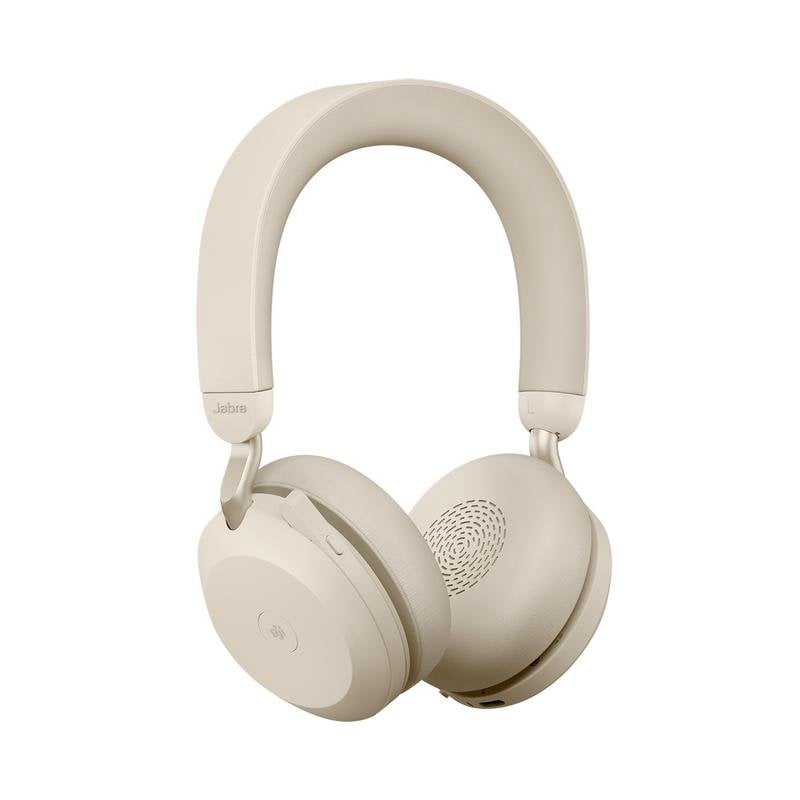 Auriculares Jabra Evolve2 75 inalámbricos Bluetooth con cancelación de ruido, micrófono y base de carga beige