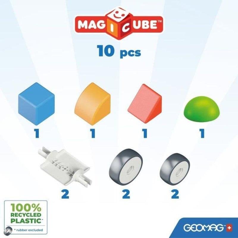 Geomag Blocs Magnétiques - Magicube 308 - 10 Pieces - Formes Variées - Véhicules - Plastique Recyclé - vue 3