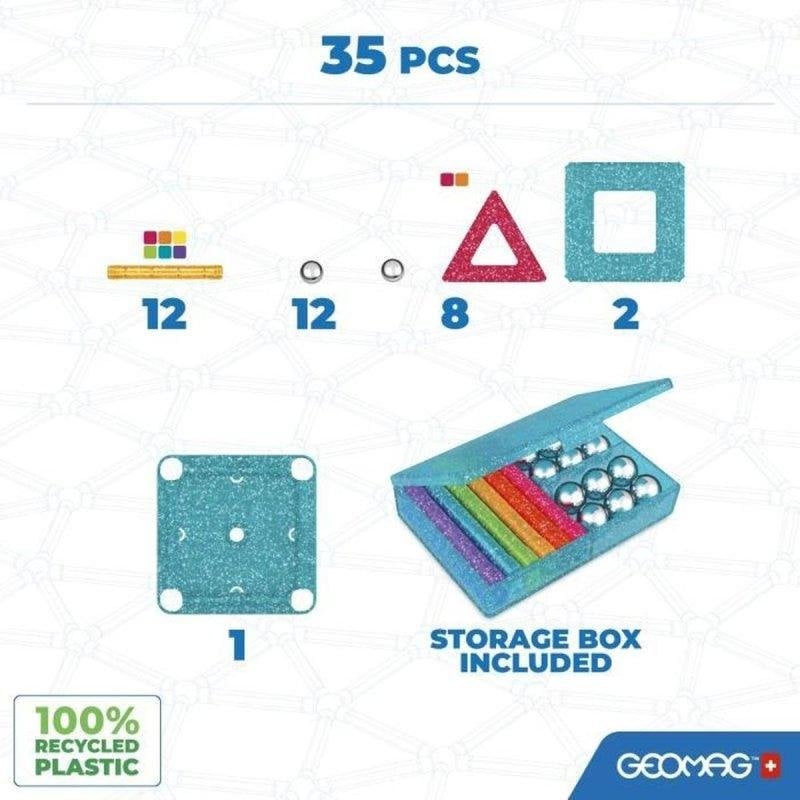 Geomag C de construction - Glitter Panels - 35 pièces - Magnétique - Plastique recyclé - vue 4