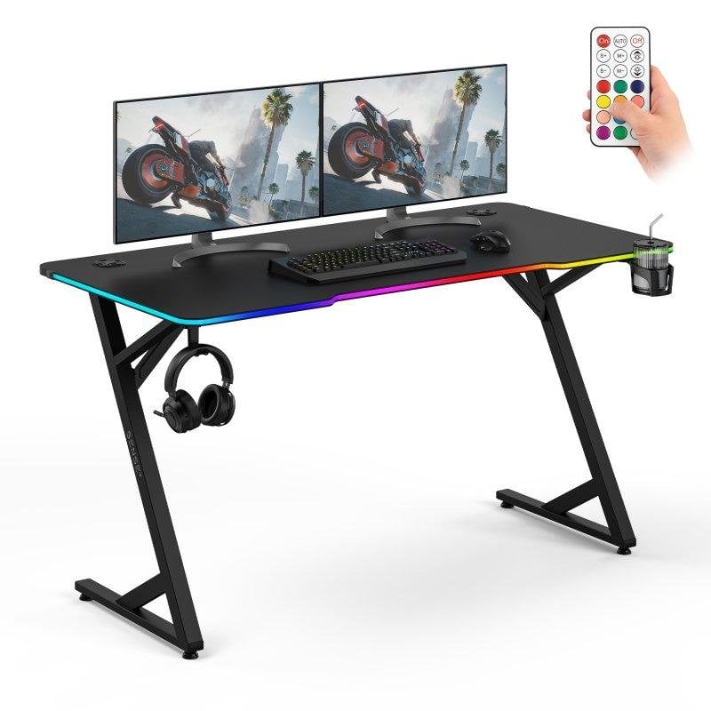 Mesa Gaming Sense7 140x70 cm Acero y MDF LED RGB con mando
