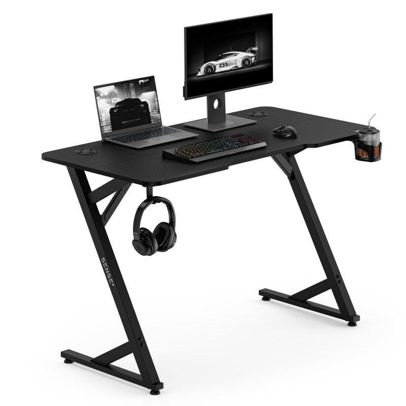 Mesa Gaming Sense7 Vamo 120x60 cm Acero y MDF con soporte y gancho