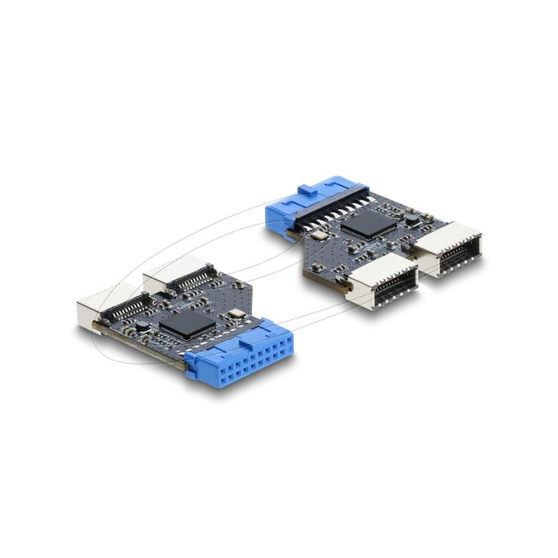 Adaptador DeLock 67342 USB 3.0 20 pines a 2x USB Type E Key A