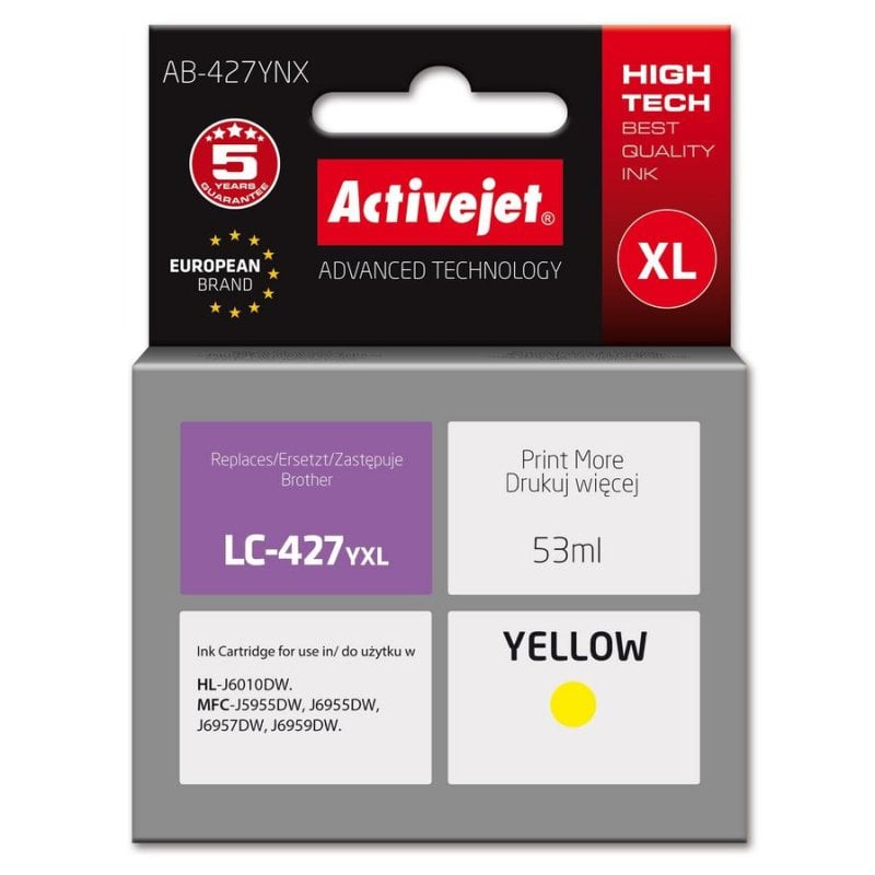 Cartucho de tinta Activejet AB-427YNX Amarillo 53 ml