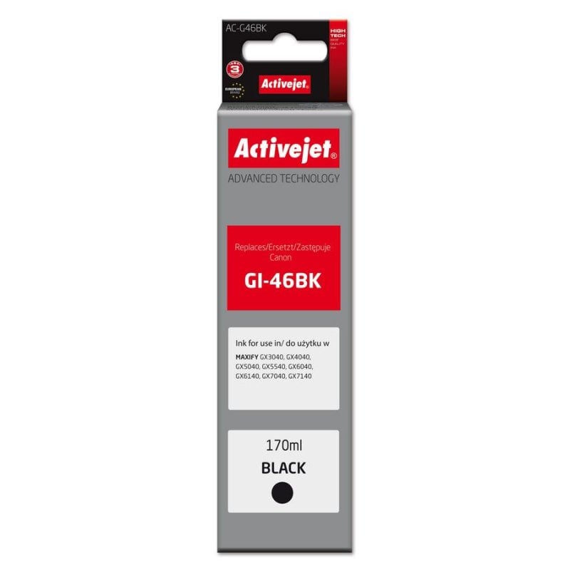 Cartucho de tinta Activejet AC-G46BK Alto rendimiento (XL) Negro 170 ml