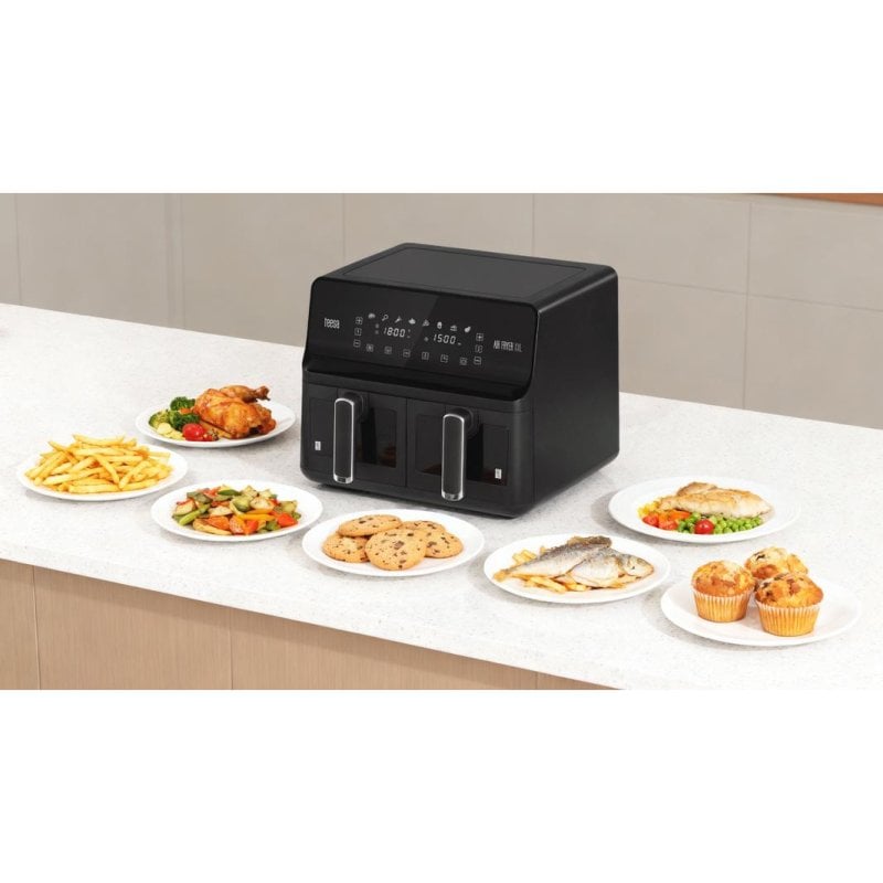 Friteuse sans matières grasses TEESA AIR FRYER DUAL POT 8 Température variable