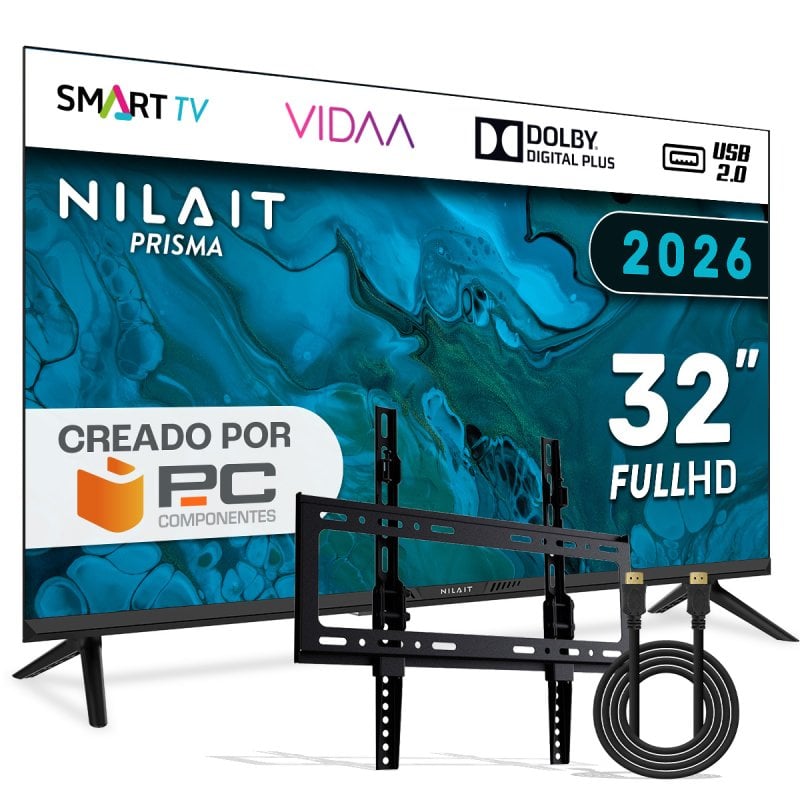 Nilait Prisma 32FD7004SVIOS 32" LED FHD Smart TV VIDAA+ Regalo Soporte TV y Cable HDMI