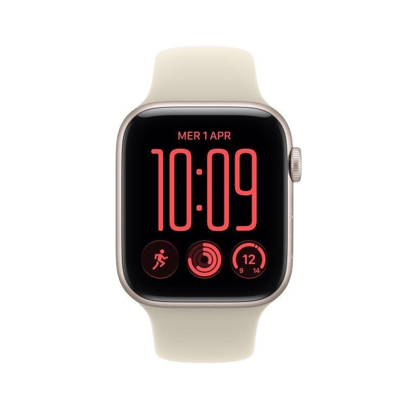 Apple Watch SE 3 GPS 44mm Aluminium Starlight avec Bracelet Sport Sable /