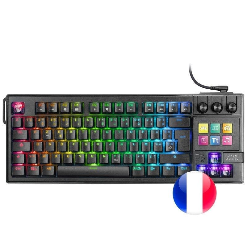 Teclado Mars Gaming MK-MASTER mecánico TKL con SmartDeck LCD y switches hot-swap francés