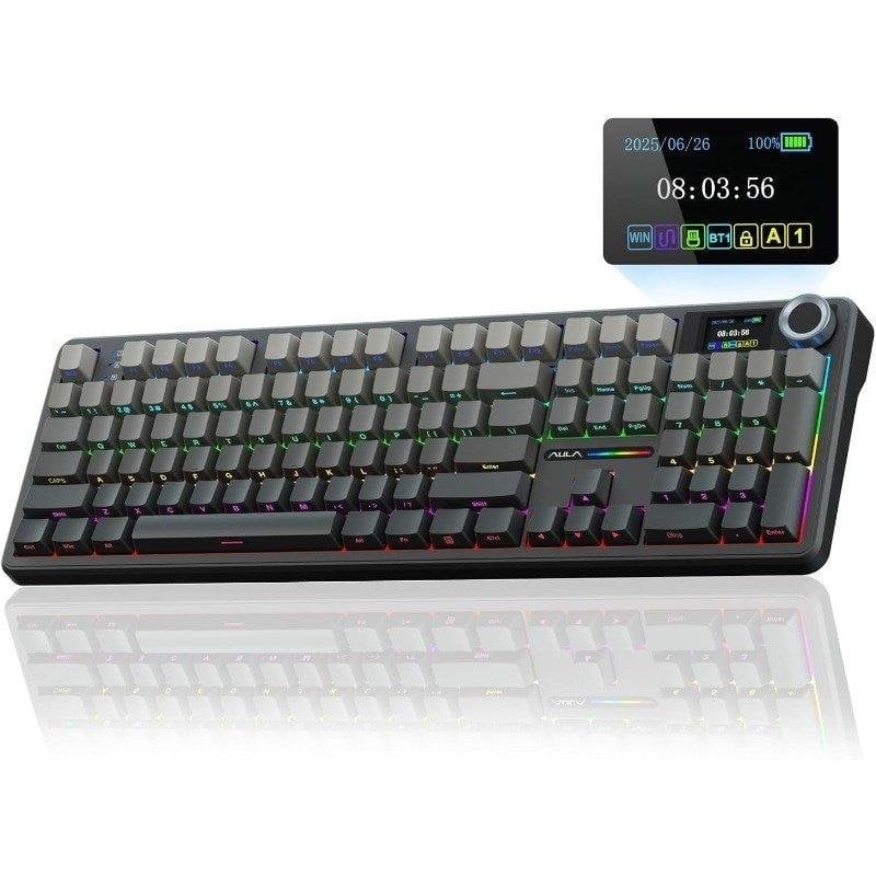 Teclado Aula F108 Pro mecánico RGB Hot Swap inalámbrico 104 teclas