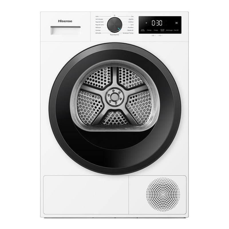 Secadora de condensação Hisense DH1I900UWDC 9kg Classe D com bomba de calor e controlo tátil