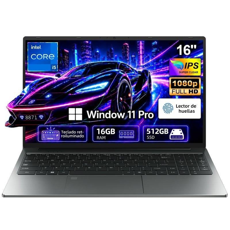 Portátil Intechne 16" Intel Core i5-8300H 16 GB 512 GB SSD Windows 11 Pro