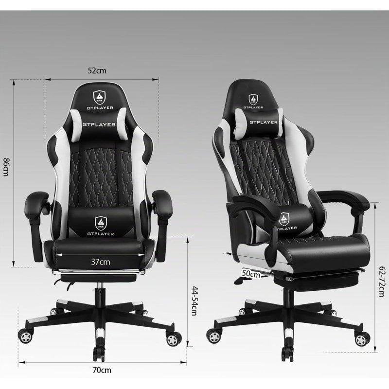 Gtplayer Chaise Ergonomique Gaming Soutien Lombaire Repose-pieds - vue 1