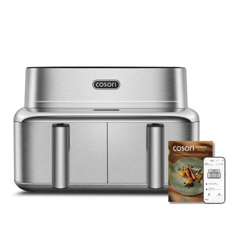 Cosori Heißluftfritteuse Iconic Dual 8,6L 2700W Doppelkorb Keramikbeschichtung