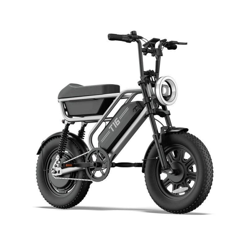 Bicicleta eléctrica Urlife T16 500W 48V 13Ah 16" Frenos de Disco Plata