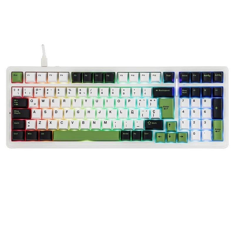 Clavier Aula F99 Tri-mode RGB Hot Swap Blanc Vert US