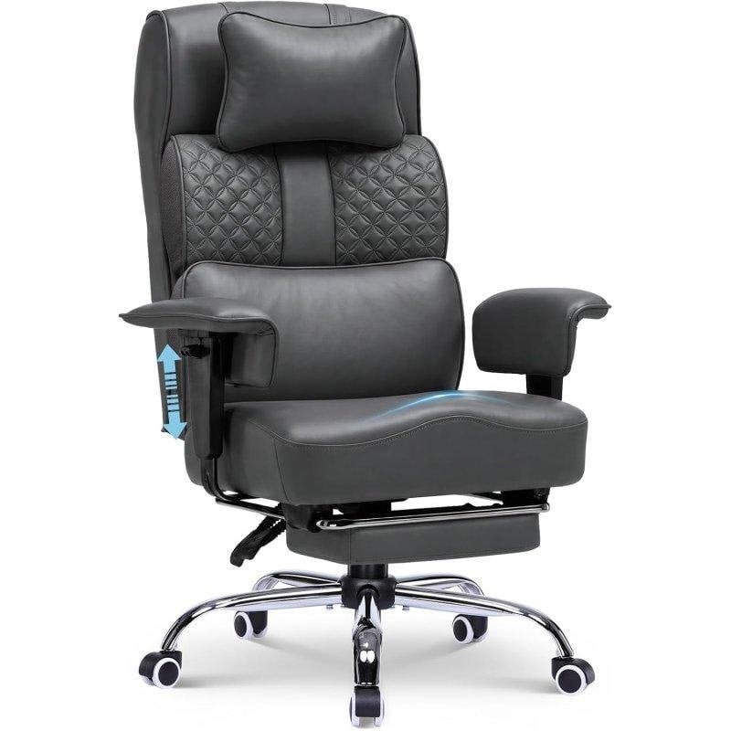 Gaming-Stuhl GTPLAYER Ergonomisch Verstellbar 90°–150° PU-Leder Grau