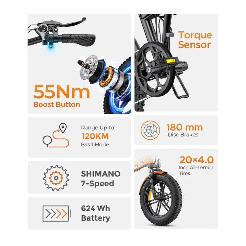 E-Bike Engwe EP-2 Boost 250W 48V 13Ah entnehmbar