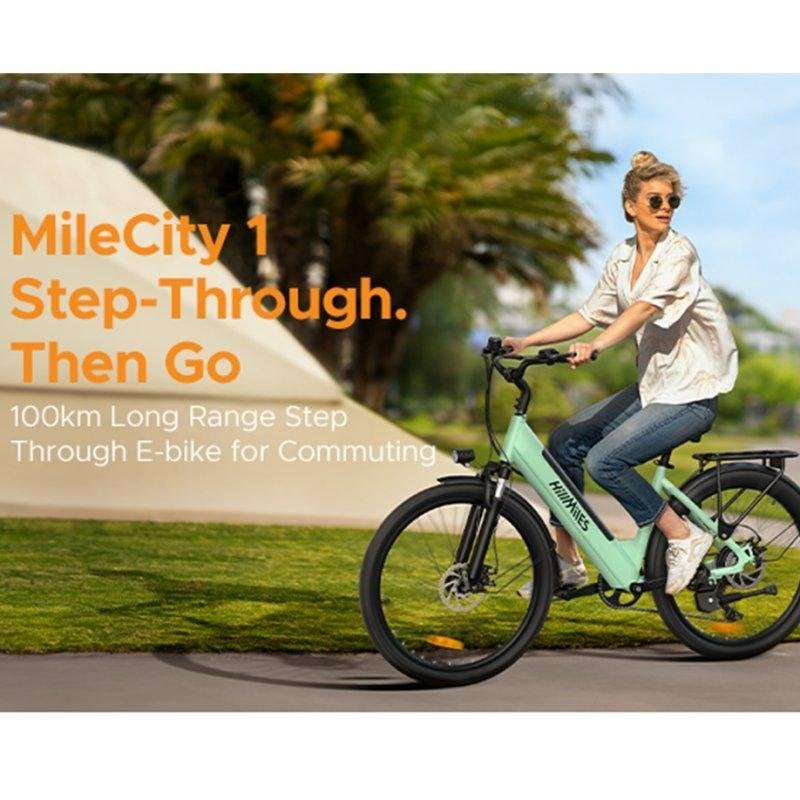 Veloelektrisch HillMiles MileCity 1 Grün 250W 26 Zoll Autonomie 100 km