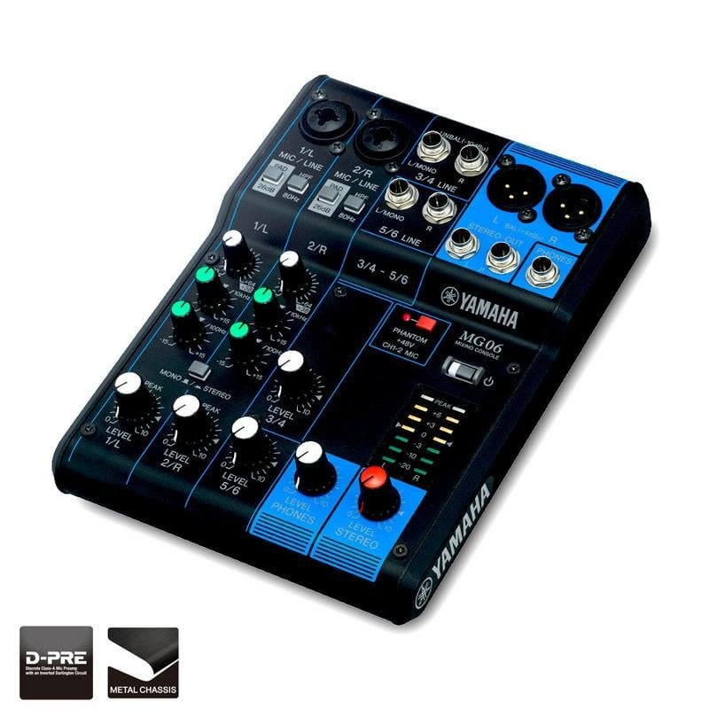 Table De Mixage Yamaha MG06 – 6 Canaux, Préamplis D-PRE - vue 4