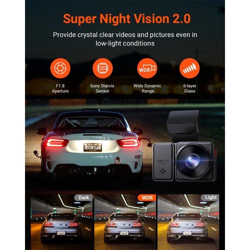 Vantrue E2 Dashcam Double 2K QuadHD avec WiFi GPS Bluetooth SOS et mode parking Neuf - vue 4