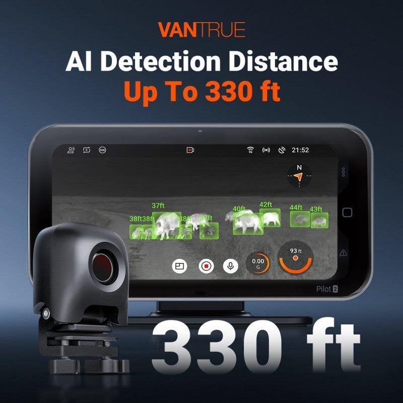 Vantrue Pilot 2 Thermal System Caméra embarquée – La première caméra embarquée à imagerie thermique au monde, 2K+1080P+2K+Objectif thermique, 4 canaux 360°, CarPlay et Android Auto, mode stationnement 24h/24 et 7j/7 - vue 1