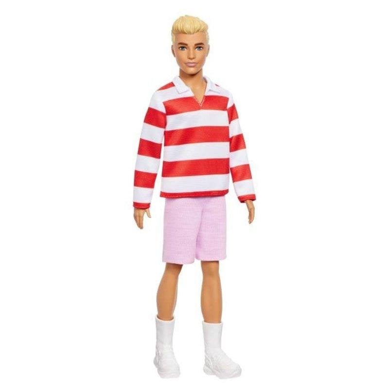 Poupée Ken Fashionistas HYV01 – Polo À Rayures Rouges Et Short Rose
