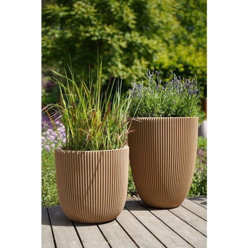 Cachepot Capi Europe Groove NL Beige Rund Isoliert UV-beständig 43x41 cm