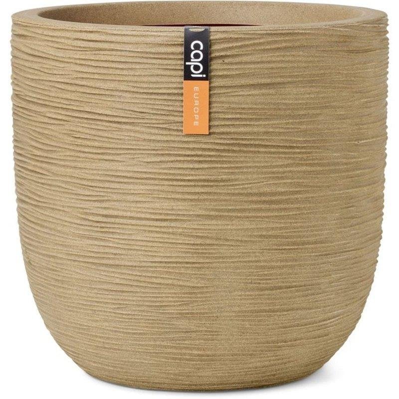 Runder Blumentopf Capi Europe Rib NL Beige widerstandsfähiges Harz 43 x 41 cm