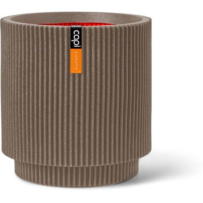 Zylindrisches Pflanzgefass Groove NL Chaud Taupe 44 x 46 cm