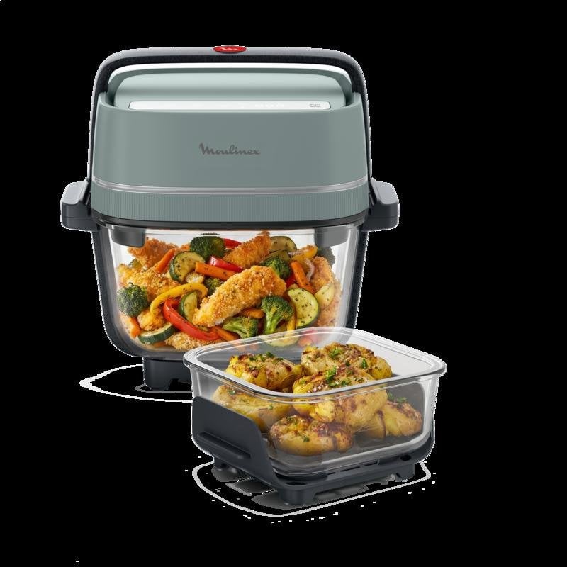 Airfryer Moulinex Crisp & Go FY7014E0 Verre Double Compartiment