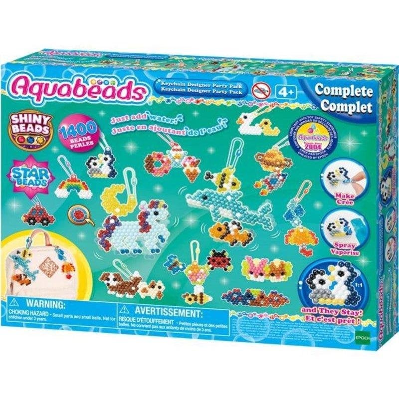 Aquabeads Set fuer Anhanger und Schluesselformen, 1400 bunte Perlen