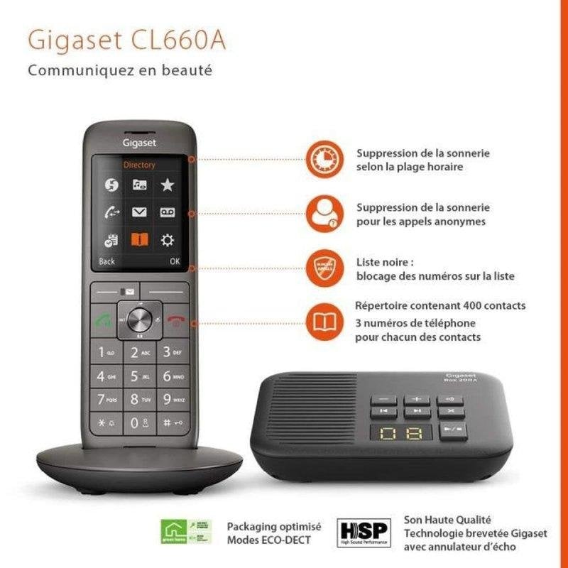 Gigaset Téléphone CL660A sans fil avec répondeur et écran couleur 2,4"