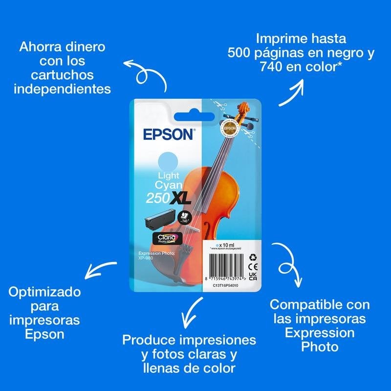 Cartouche Epson 250XL cyan clair pour impressions photo