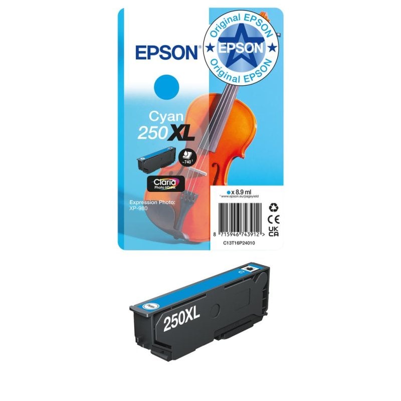 Cartouche d'encre Epson Claria Photo HD 250XL Cyan haute capacité