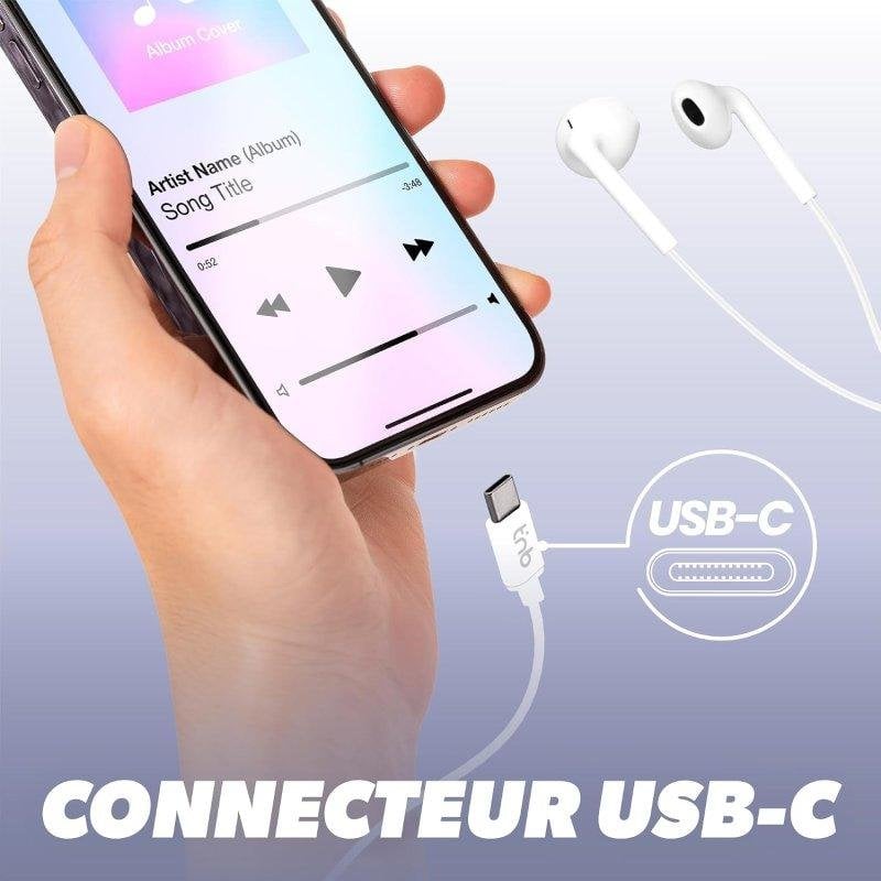 TNB Ecouteurs filaires C-BUDS USB type-C - Télécommande sur le câble