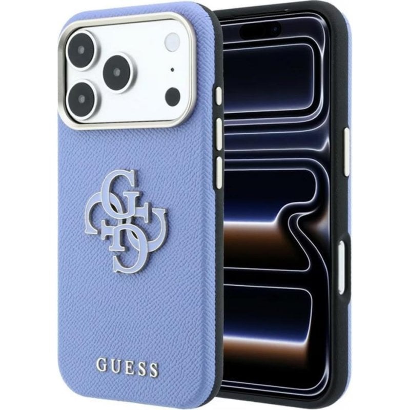 Guess Backcover Handyhülle aus Leder Blau für iPhone 17 Pro Max und 18 Pro Max