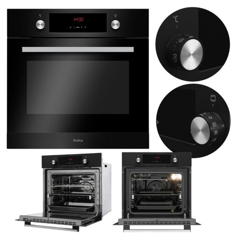 Horno Multifunción Amica EB7541DB FINE 65L 60cm Limpieza Manual A con Grill Negro