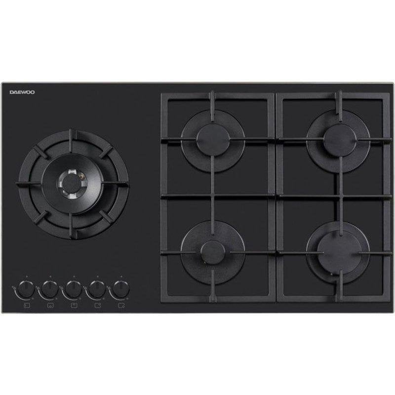 Plaque de cuisson gaz encastrable Daewoo BH9GKF51BNH 90 cm cristal noir 5 feux