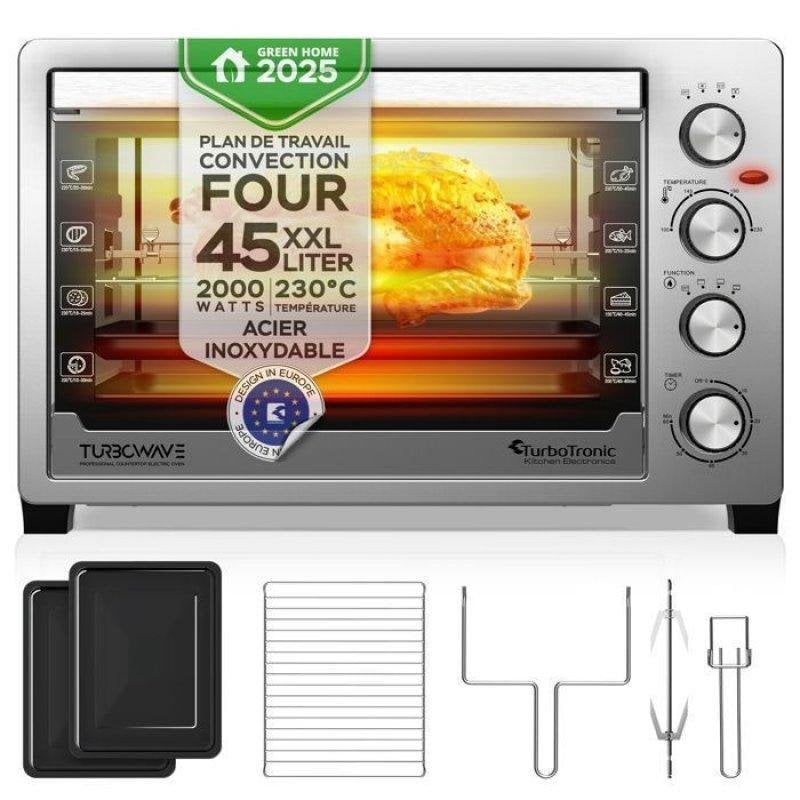 Mini Four Turbotronic EVS45 45L Convection Rôtissoire Verticale 2000W Inox