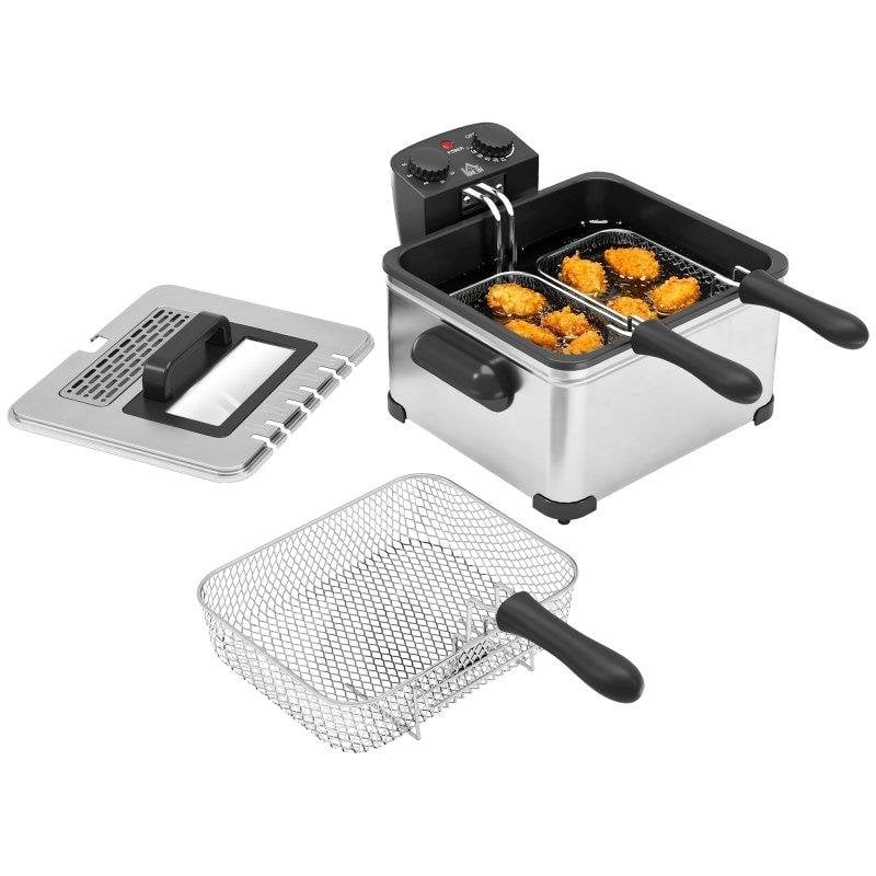 Freidora de aceite Homcom 5 L 2000 W con ventana y temporizador