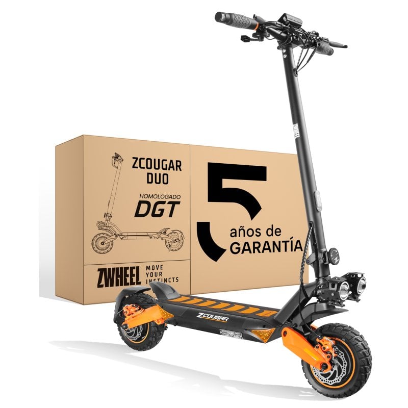 Patinete eléctrico Zwheel ZCougar Duo T 1000W 70km 10" tubeless Negro