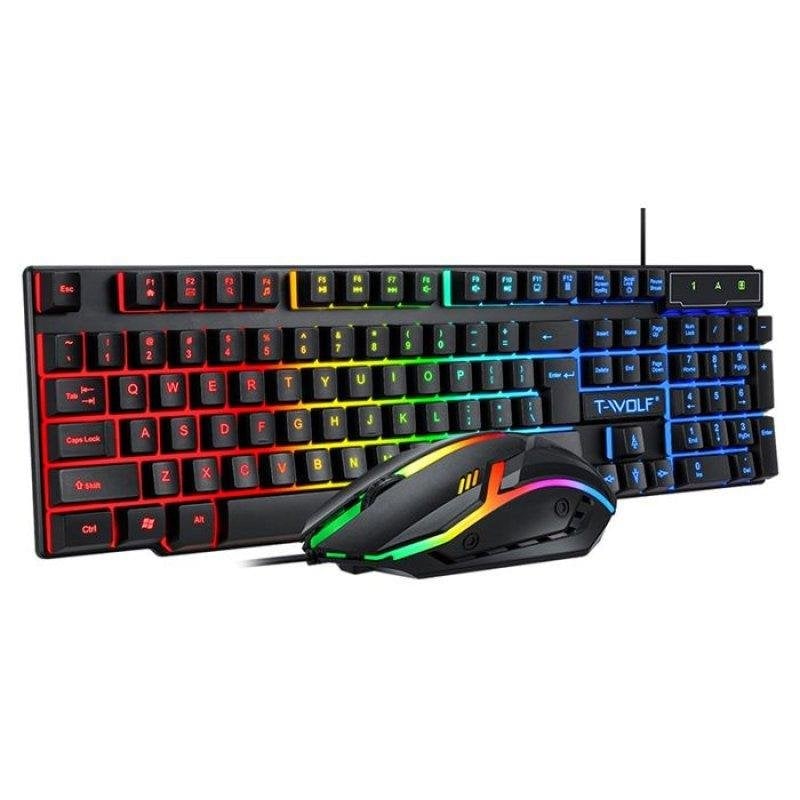 Pack clavier et souris gaming T-wolf TF200 rétroéclairé USB noir