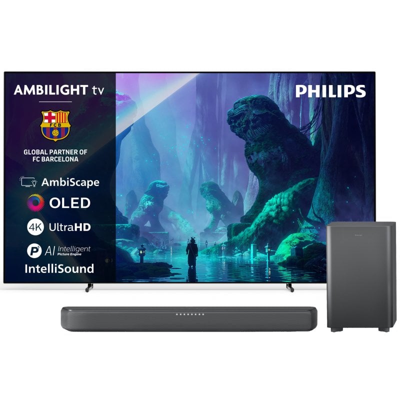 TV Philips OLED 65OLED801/12 65" 4K UltraHD Smart TV Ambilight + Philips TAB5309 Barra de sonido