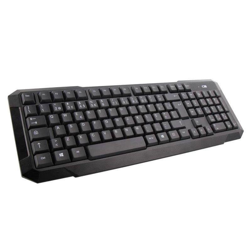Tastiera TnB KBSCFIRSTPT QWERTY Portoghese Nera con Mouse Ottico