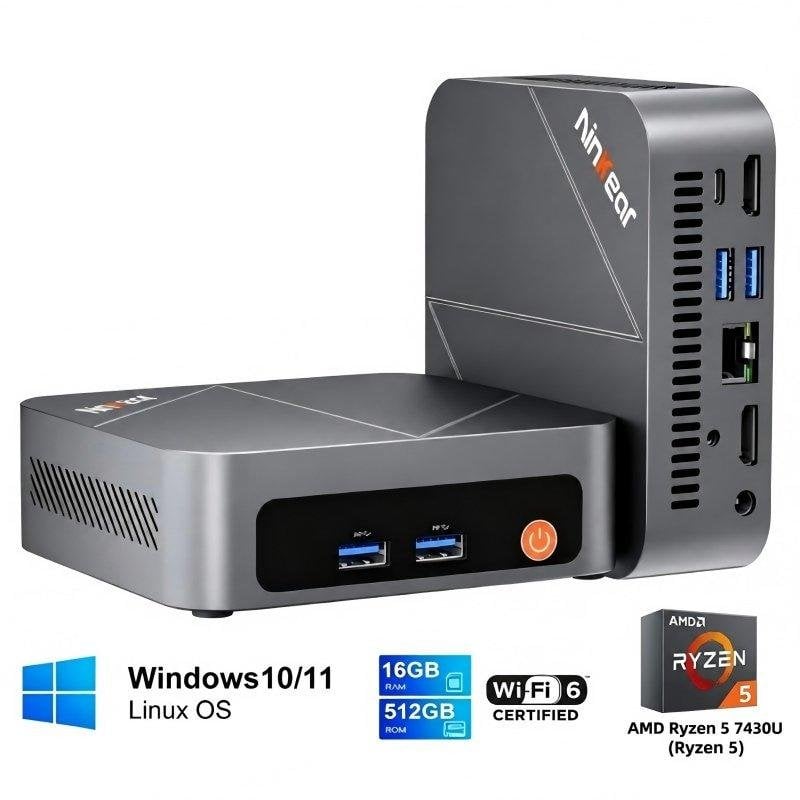 Mini PC Ninkear M7 AMD Ryzen 5 7430U 16GB 512GB SSD Radeon Windows 11 Pro Compatto Silenzioso